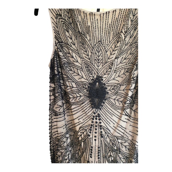 Susana Monoco Beaded Sleeveless Black and Tan Form Dress Women’s Size 6 - Picture 4 of 7